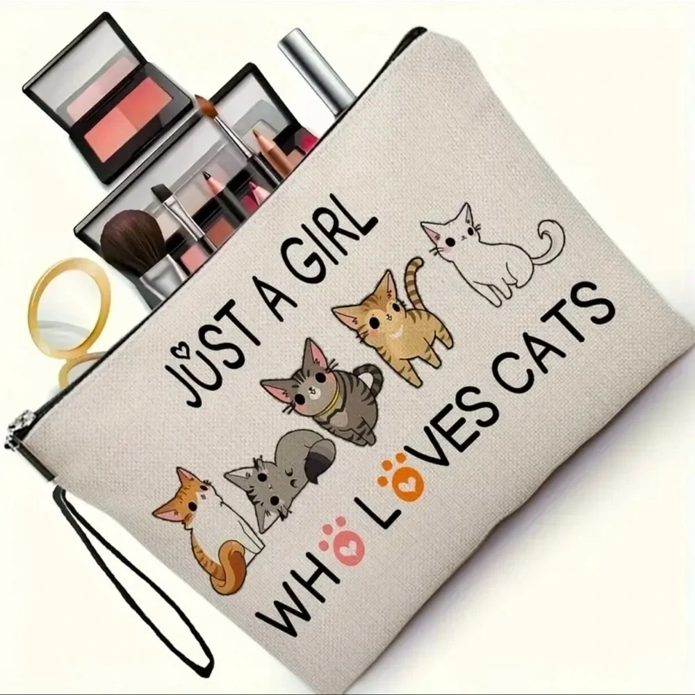 Just a Girl Who Loves Cats Makeup Bag NEW